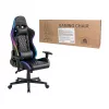 Cadeira gaming LogiLink EO0076 com iluminação RGB, apoio lombar, preto/azul