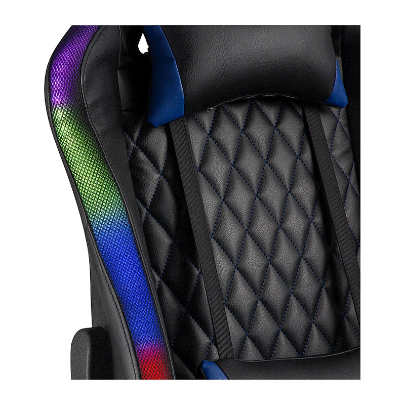 Cadeira gaming LogiLink EO0076 com iluminação RGB, apoio lombar, preto/azul