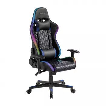 Cadeira gaming LogiLink EO0076 com iluminação RGB, apoio lombar, preto/azul