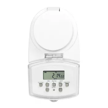 Temporizador digital exterior LOGILINK ET0008 - IP44, 10 programas ON/OFF, 16A/3680W, Schuko (Type F), preto/cinzento