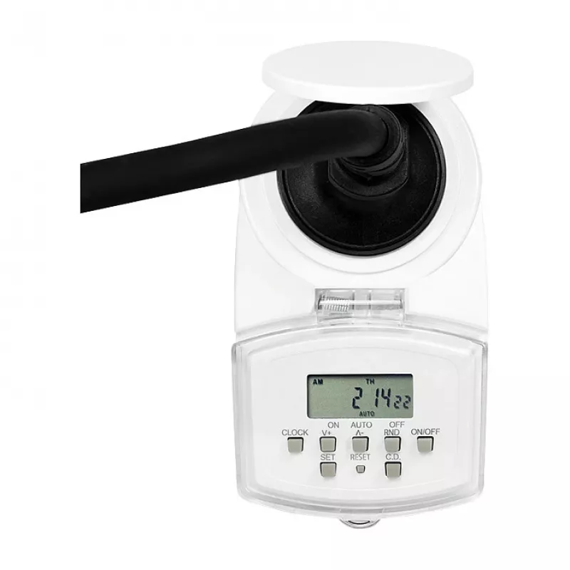 Temporizador digital exterior LOGILINK ET0008 - IP44, 10 programas ON/OFF, 16A/3680W, Schuko (tipo F), preto/cinzento