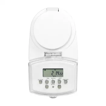 Temporizador digital exterior LOGILINK ET0008 - IP44, 10 programas ON/OFF, 16A/3680W, Schuko (Type F), preto/cinzento