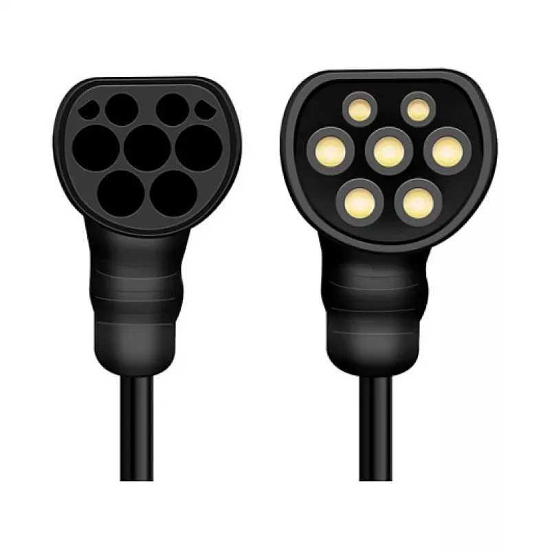 Cabo espiral Type 2 LogiLink EVC0128 para carregamento de carro elétrico, 11kW, 3 fases, 20A, 5m, preto com bolsa de armazenamento