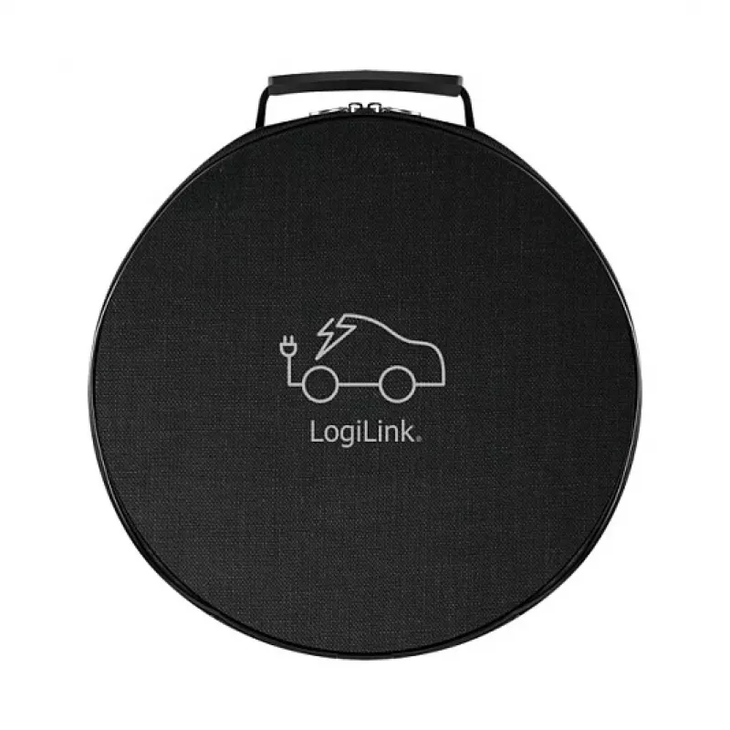 Cabo espiral Type 2 LogiLink EVC0128 para carregamento de carro elétrico, 11kW, 3 fases, 20A, 5m, preto com bolsa de armazenamento