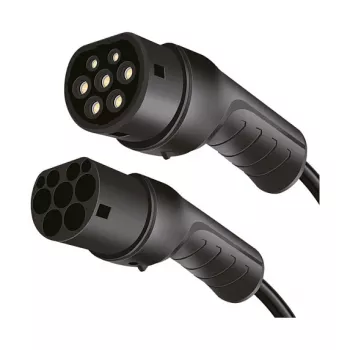Cabo espiral Type 2 LogiLink EVC0128 para carregamento de carro elétrico, 11kW, 3 fases, 20A, 5m, preto com bolsa de armazenamento