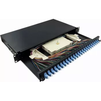 LogiLink F24LC2B Painel de patch de fibra ótica LC Duplex de 24 portas 1U montagem em rack de 19 polegadas preto