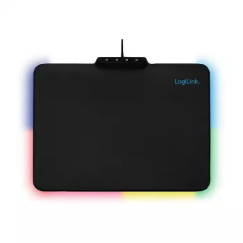 LogiLink ID0155 Tapete de rato gaming RGB – superfície de silicone, base de borracha antiderrapante, alimentado por USB-A, 36x26cm, preto