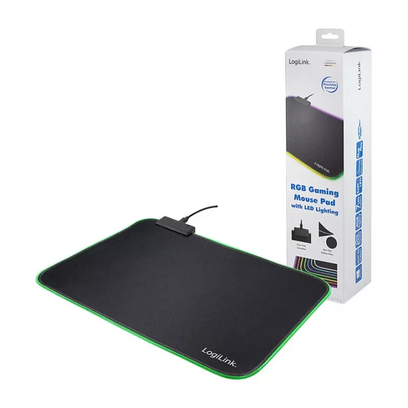 LOGILINK ID0183 Tapete de rato gaming com LED RGB, 350x260mm, 3mm macio, preto