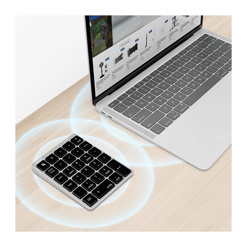 Teclado numérico sem fios LogiLink ID0212, 28 teclas, Bluetooth 5.0, cinzento espacial