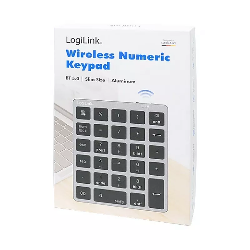 Teclado numérico sem fios LogiLink ID0212, 28 teclas, Bluetooth 5.0, cinzento espacial