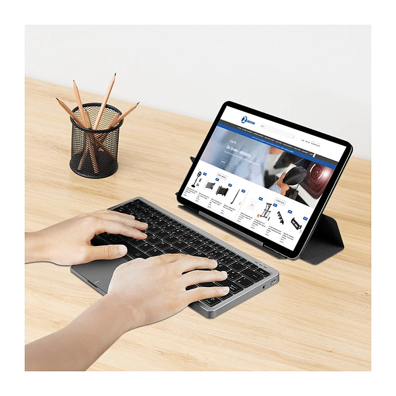 LOGILINK ID0214 teclado sem fios com touchpad, Bluetooth 5.1, 3 canais, cinzento