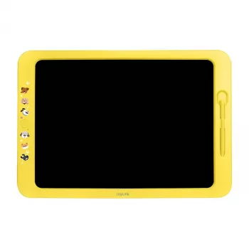 Tablet de escrita LCD LogiLink 19 cm, amarelo – quadro de desenho multicolorido reutilizável com função de apagar e bloquear