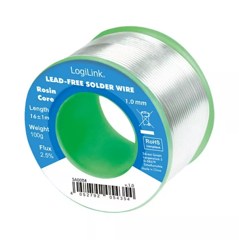 Fio de solda sem chumbo LOGILINK 1mm 100g Sn99.3Cu0.7 fluxo No-Clean