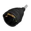 LogiLink LPS104 Cabo de extensão, CEE 7/7 para CEE 7/3, trança têxtil, preto/cinzento, 3 m