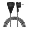 LogiLink LPS104 Cabo de extensão, CEE 7/7 para CEE 7/3, trança têxtil, preto/cinzento, 3 m