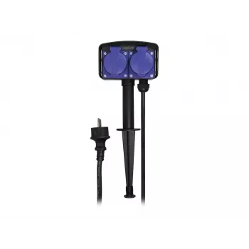 Logilink LPS214 Régua de tomadas, 2 tomadas com contacto de proteção, IP44, estaca de terra, cabo de 2m