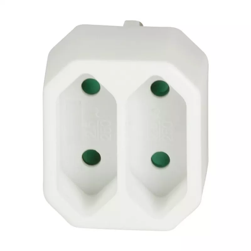 LogiLink LPS218 Adaptador de tomada europeu com 2 tomadas, branco