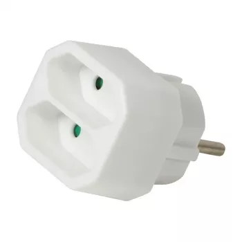 LogiLink LPS218 Adaptador de tomada europeu com 2 tomadas, branco