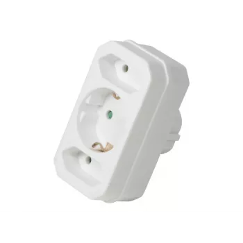 Adaptador LogiLink LPS221 Schuko para 2x Euro + 1x tomada Schuko, branco, 16 A, 250 V, 3680 W, proteção para crianças