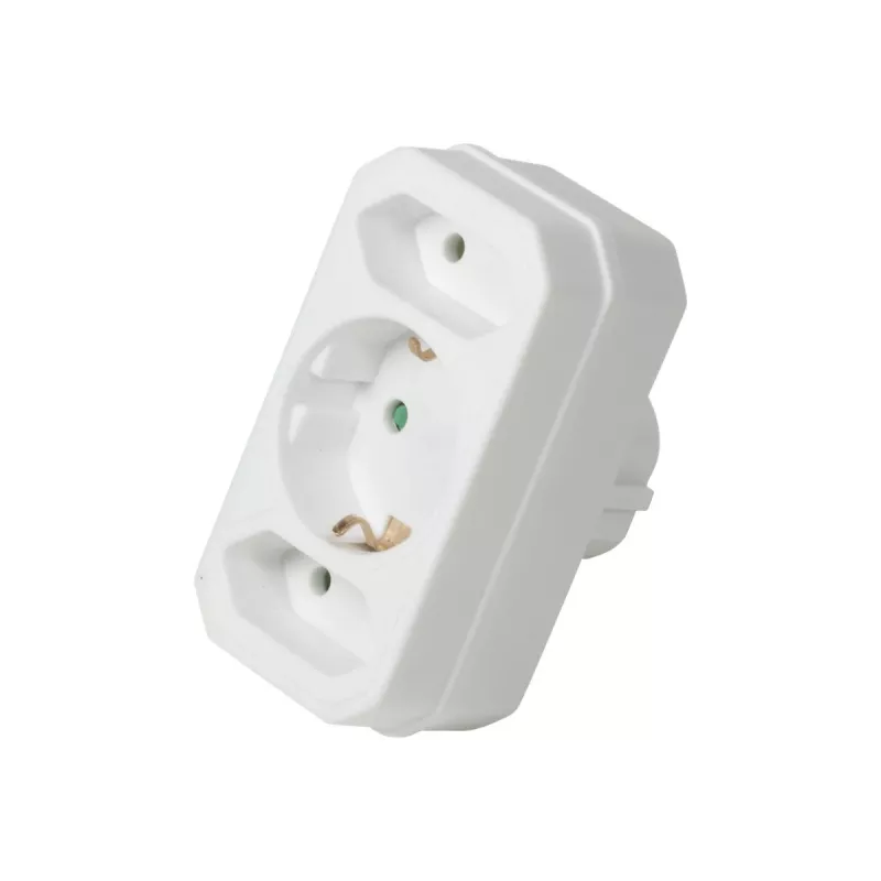 Adaptador LogiLink LPS221 Schuko para 2x Euro + 1x tomada Schuko, branco, 16 A, 250 V, 3680 W, proteção para crianças