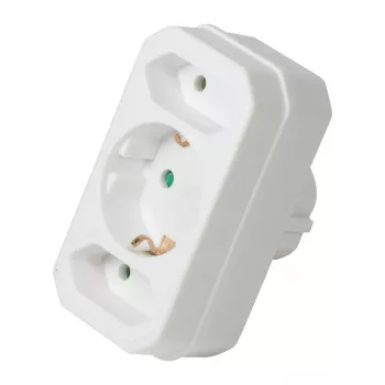 Adaptador LogiLink LPS221 Schuko para 2x Euro + 1x tomada Schuko, branco, 16 A, 250 V, 3680 W, proteção para crianças