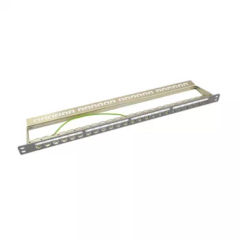 Patch panel Keystone LogiLink NK4039, 24 portas, 0,5HE, blindado, cinzento - montagem em rack 19 polegadas