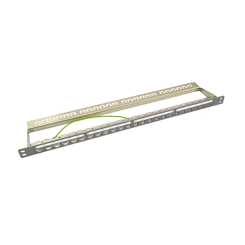 Patch panel Keystone LogiLink NK4039, 24 portas, 0,5HE, blindado, cinzento - montagem em rack 19 polegadas