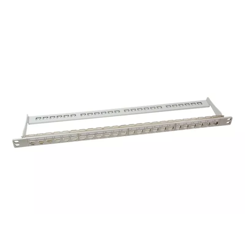 Patch panel Keystone LogiLink NK4039, 24 portas, 0,5HE, blindado, cinzento - montagem em rack 19 polegadas