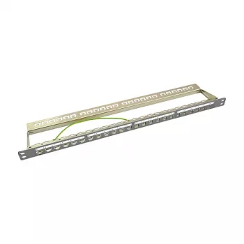 Patch panel Keystone LogiLink NK4039, 24 portas, 0,5HE, blindado, cinzento - montagem em rack 19 polegadas