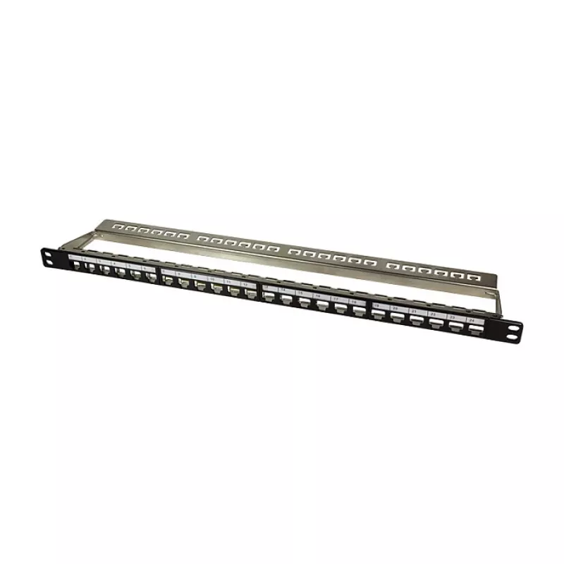 Painel de patch Keystone blindado LogiLink NK4040 24 portas, 0,5U, preto