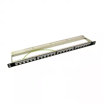 Painel de patch Keystone blindado LogiLink NK4040 24 portas, 0,5U, preto