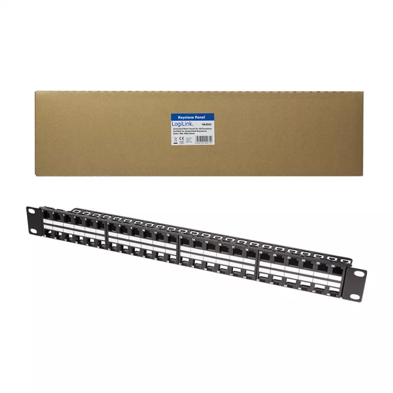 LogiLink NK4045 Patch panel Keystone 1U 48 portas não blindado preto