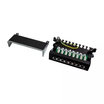 LogiLink NP0017B patch panel – 8 portas Cat6 STP, montagem na parede/sob a secretária, preto