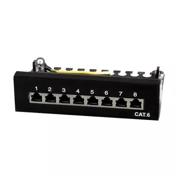 LogiLink NP0017B patch panel – 8 portas Cat6 STP, montagem na parede/sob a secretária, preto