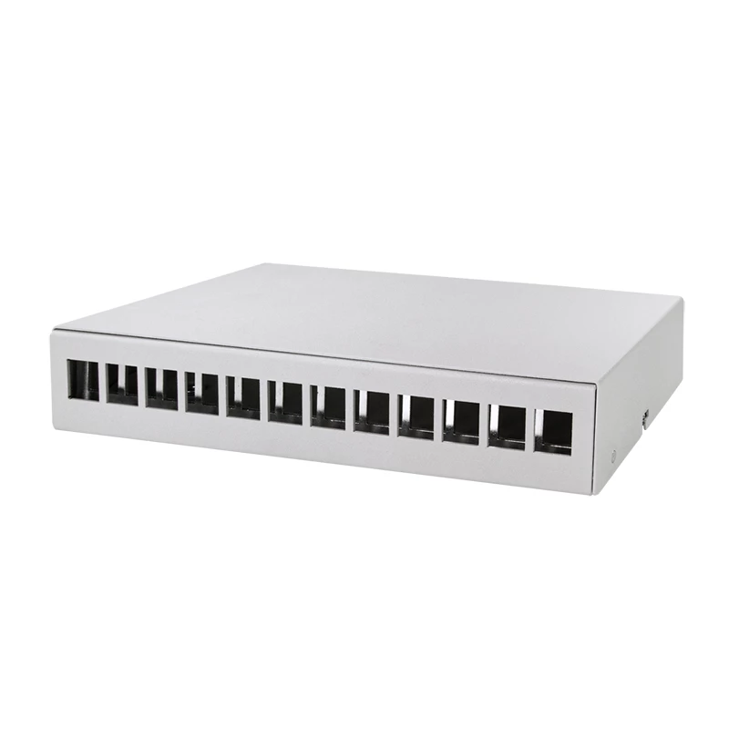 LOGILINK NP0094 caixa de ponto de consolidação 12 portas, montagem em mesa/parede/calha DIN, cinzento claro