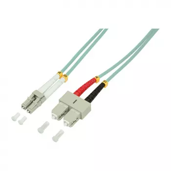 LogiLink cabo de fibra ótica patch OM3 LC/SC duplex multimodo, 10m, aqua, LSZH