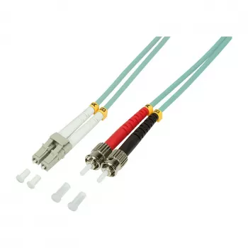 Cabo de rede de fibra ótica multimodo LogiLink OM3 LC para ST duplex, 1 m, LSZH aqua