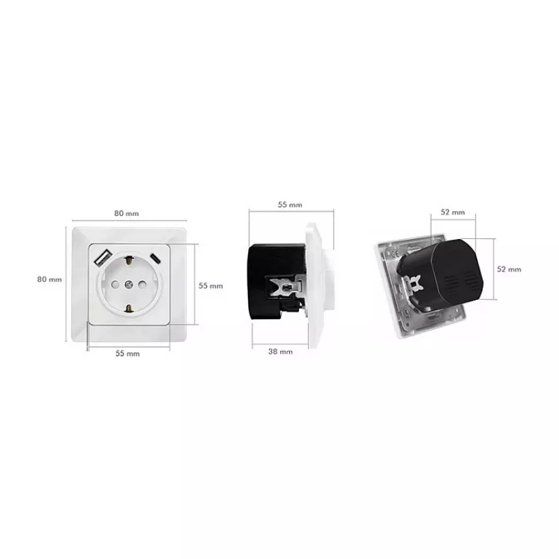 LOGILINK PA0253 Tomada de parede com 1 tomada Schuko, 1 porta de carregamento USB-A e 1 USB-C, 3,1 A, branco