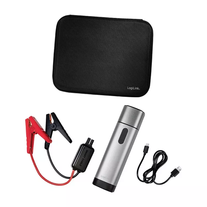 Logilink PA0266 Arrancador e powerbank, 10000 mAh, 12V/400A pico, USB-C PD, lanterna LED