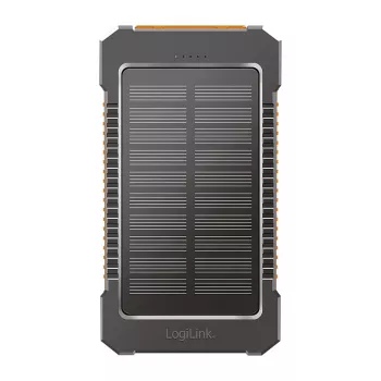 LogiLink PA0321 power bank solar 6000 mAh com USB-C, IP65, preto