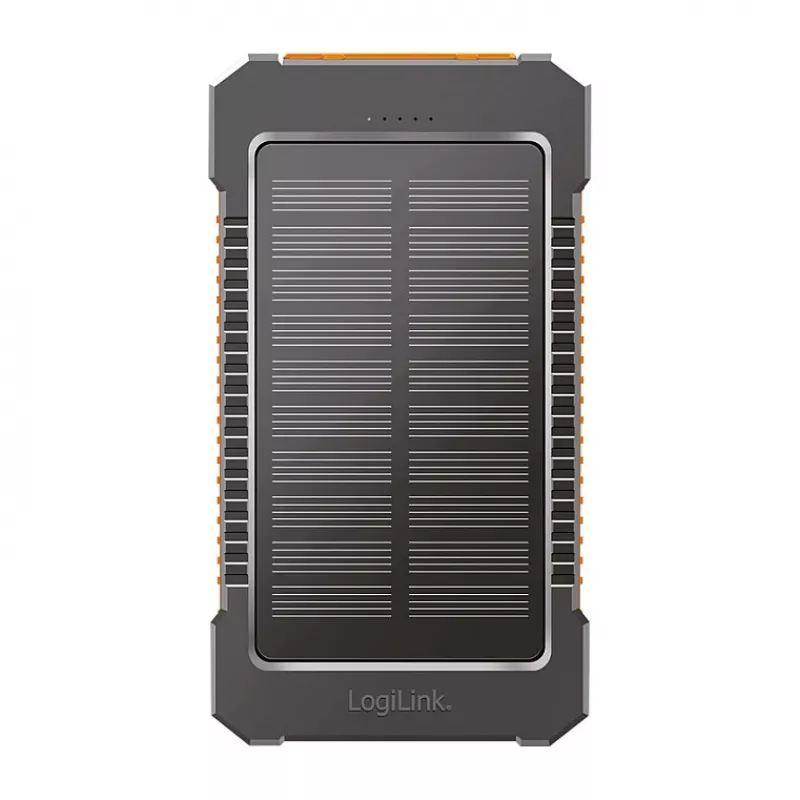 LogiLink PA0321 power bank solar 6000 mAh com USB-C, IP65, preto