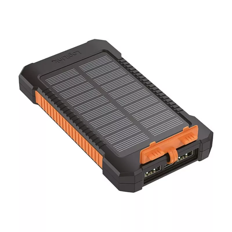 LogiLink PA0321 power bank solar 6000 mAh com USB-C, IP65, preto
