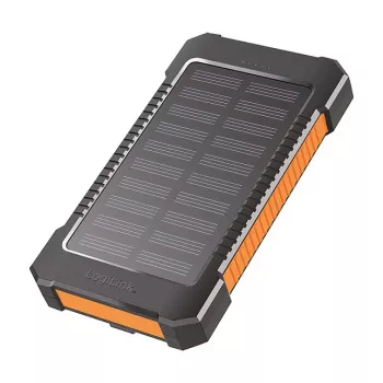 LogiLink PA0321 power bank solar 6000 mAh com USB-C, IP65, preto