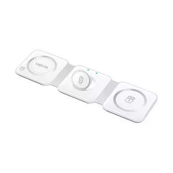LOGILINK PA0344 carregador magnético 3-em-1 para dispositivos Apple, branco, dobrável, MagSafe, 15W