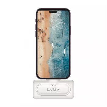 LogiLink PA0349W Power Bank Portátil, 5000 mAh, LiPo, Ficha USB-C Dobrável Integrada e Conector USB-C, Branco