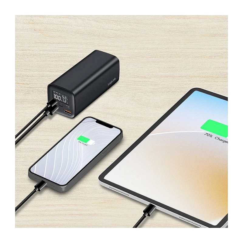 Logilink PA0350 Power Bank Móvel, 20.000 mAh, 65W PD & QC 3.0, preto