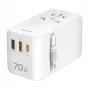 LOGILINK PA0357 Carregador de viagem USB-A/C, 70 W GaN, 4 portas, 2x USB-A (QC), 2x USB-C (PD), slim, branco