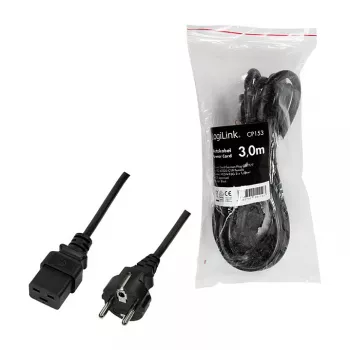 Logilink Cabo de alimentação, CEE 7/7 para IEC C19, preto, 3 m