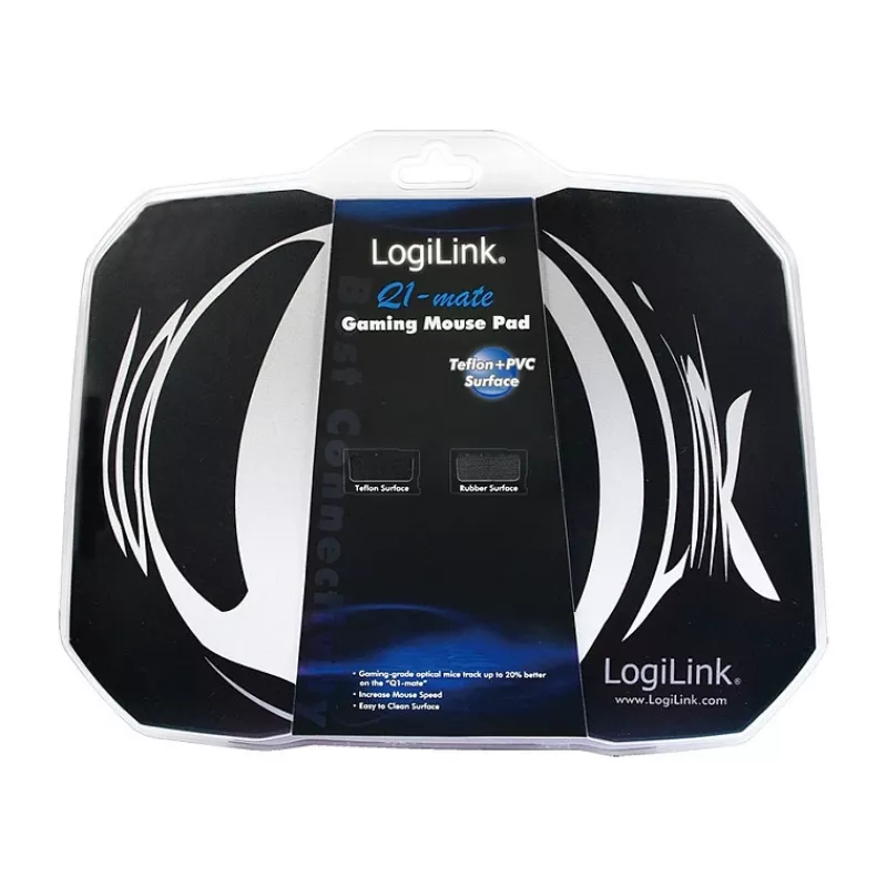LogiLink Q1 Mate tapete de rato gaming XL – microtecido, base de borracha antiderrapante, bordas costuradas, tapete de secretária preto