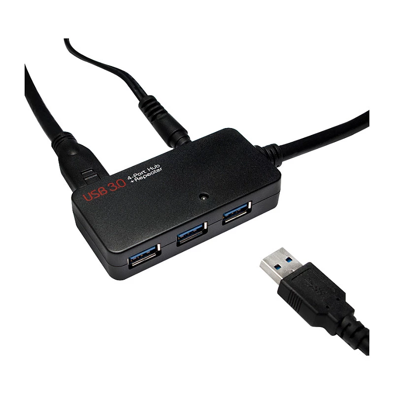 Cabo de extensão ativo USB 3.0 LOGILINK UA0262, USB-A macho para 4x USB-A fêmea, 10m, preto